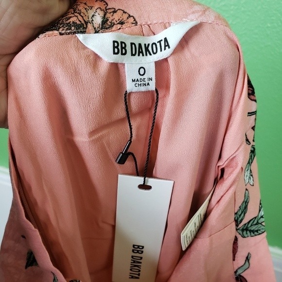 BB Dakota Women's suagr peach floral high rise ruffled bell bottom pants size 0 - Picture 5 of 11